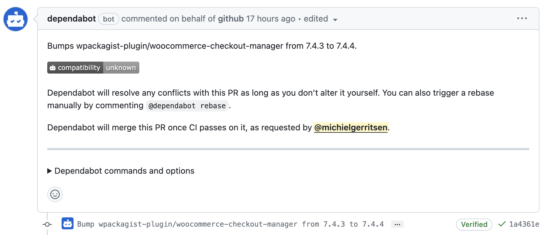 Dependabot in action
